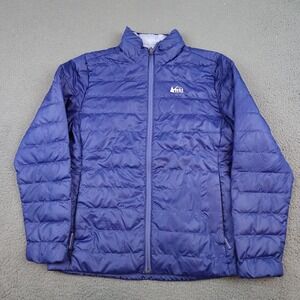REI Co-op Jacket Youth Large 14/16 Blue Down Puffer Insulated Full Zip